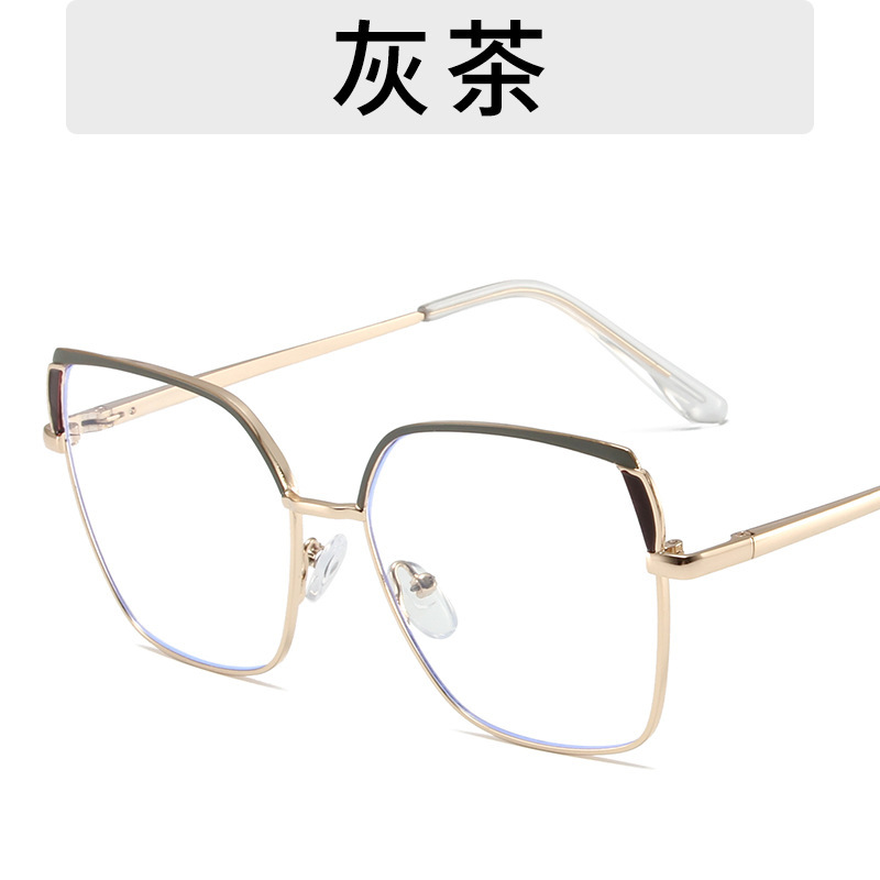 Gran marco cuadrado espejo llano metal anti-Luz Azul 2023 nueva cara llana europea y americana se puede equipar con gafas de miopía marco color a juego moda