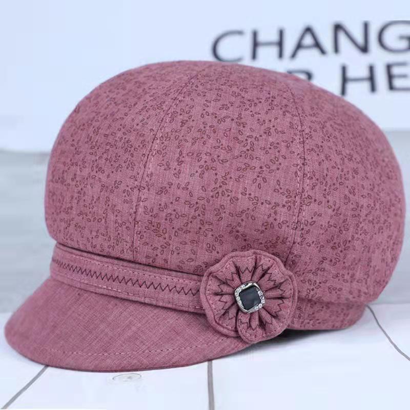 Spring and Autumn 2022 New Fashion Parquet Duck Tongue Octagonal Cap Beret Middle-aged Mother Hat Fashion Octagonal Hat