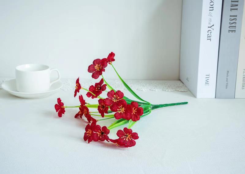 Planta verde artificial de cinco cabezas de primavera hierba Violeta artificial flor artificial decoración de flores de plástico boda Hotel Oficina