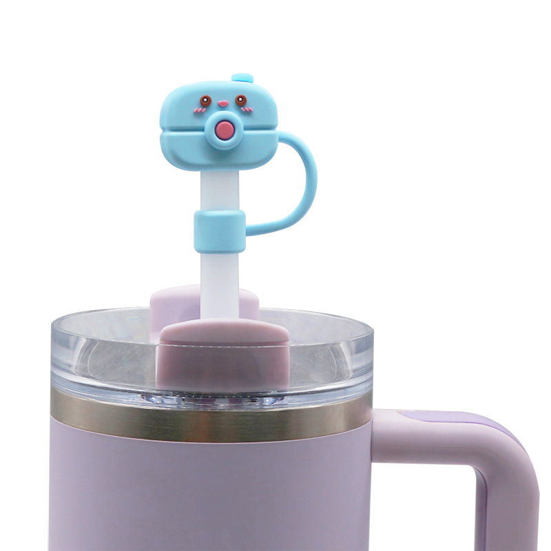 Nuevo producto Transfronterizo Amazon 8-10mm grado de protección ambiental tapa de pajita de PVC cubierta protectora de tubo a prueba de polvo de dibujos animados tridimensional