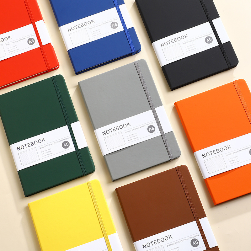 A5 correa de cuero cuaderno personalizado logotipo spot transfronterizo de oficina de negocios cuero elástico cuaderno