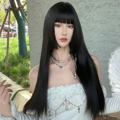 Manufacturer's supply wig female Ji hair style male and female cos long straight hair transvestite cross-dressing three-knife Qi lolita princess cut