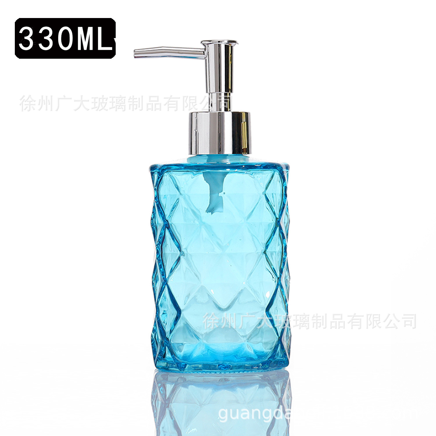 330ml; diamante azul claro + cabeza de bomba de cabeza pequeña
