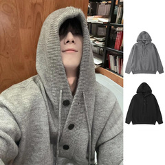 秋冬新款毛衣男情侣慵懒宽松潮牌cleanfit痞帅连帽套头针织衫外套