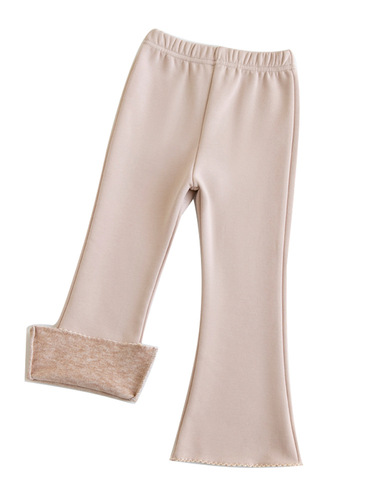 Spring and Autumn Plush Girl's Bell-bottom Pants Korean Candy Color Fitted Children's Bell-bottom Pants Plush Warm Girl's Pants
