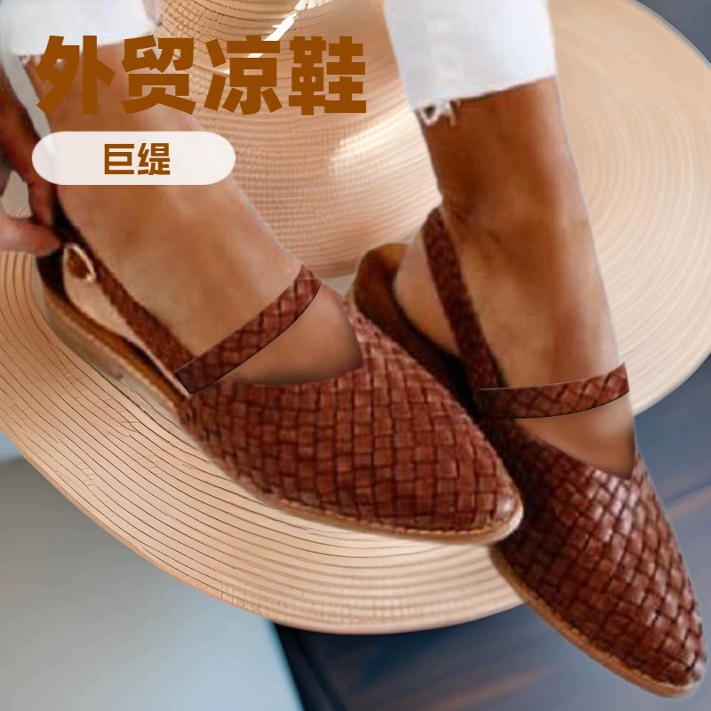 Ju Ti 2025 Amazon Shopee Независимая станция Европейская и Американская внешняя торговля ретро 35-43 большой размер выдолбленные внешние торговые сандалии