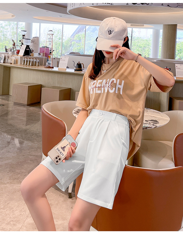 Women's Daily Simple Style Solid Color Shorts Button Wide Leg Pants display picture 18