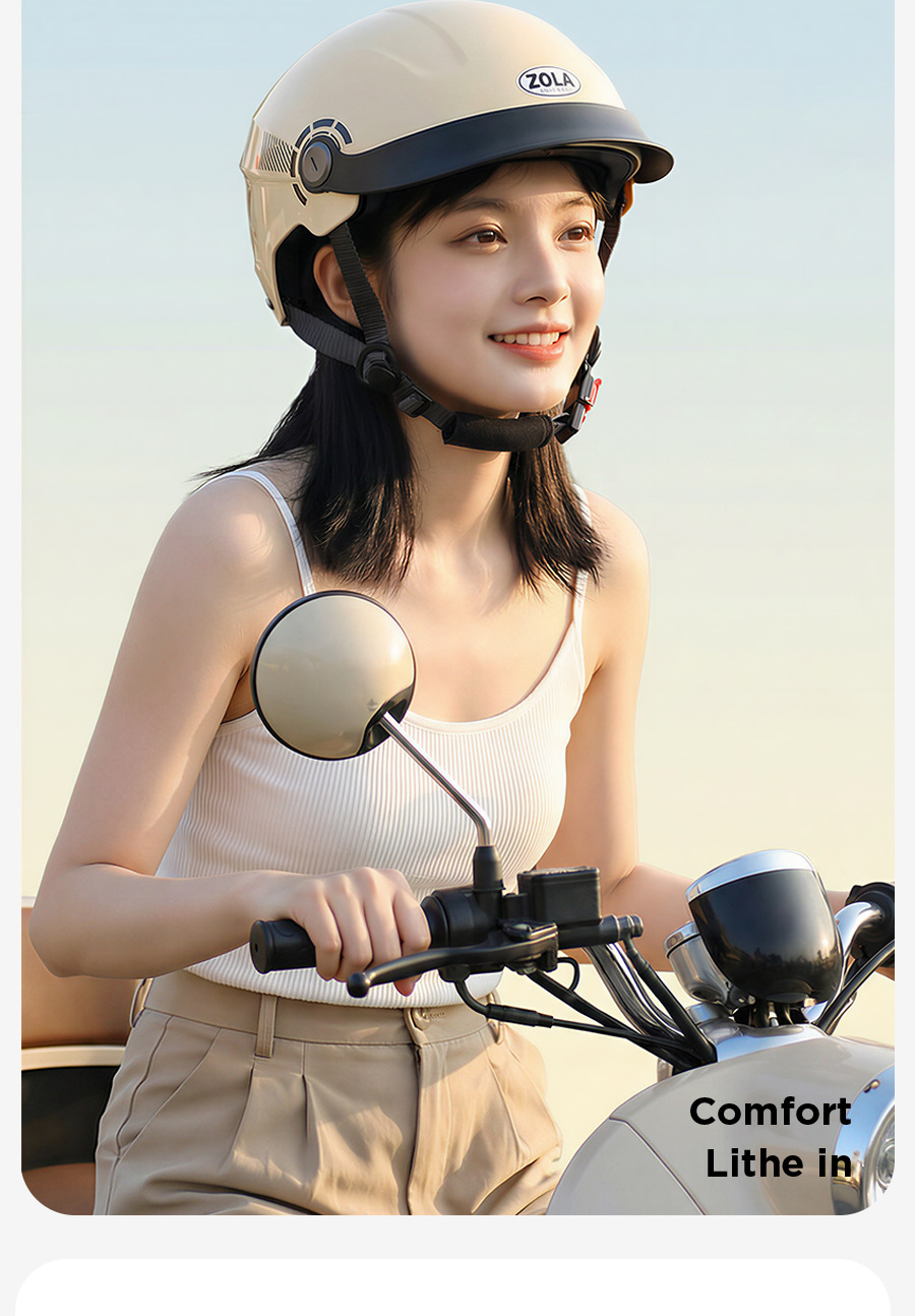 Zola New National Standard 3C Certified Electric Motorcycle Helmet for Men and Women, Summer Sun Protection Half Helmet, Four-Season Breathable Safety Helmet