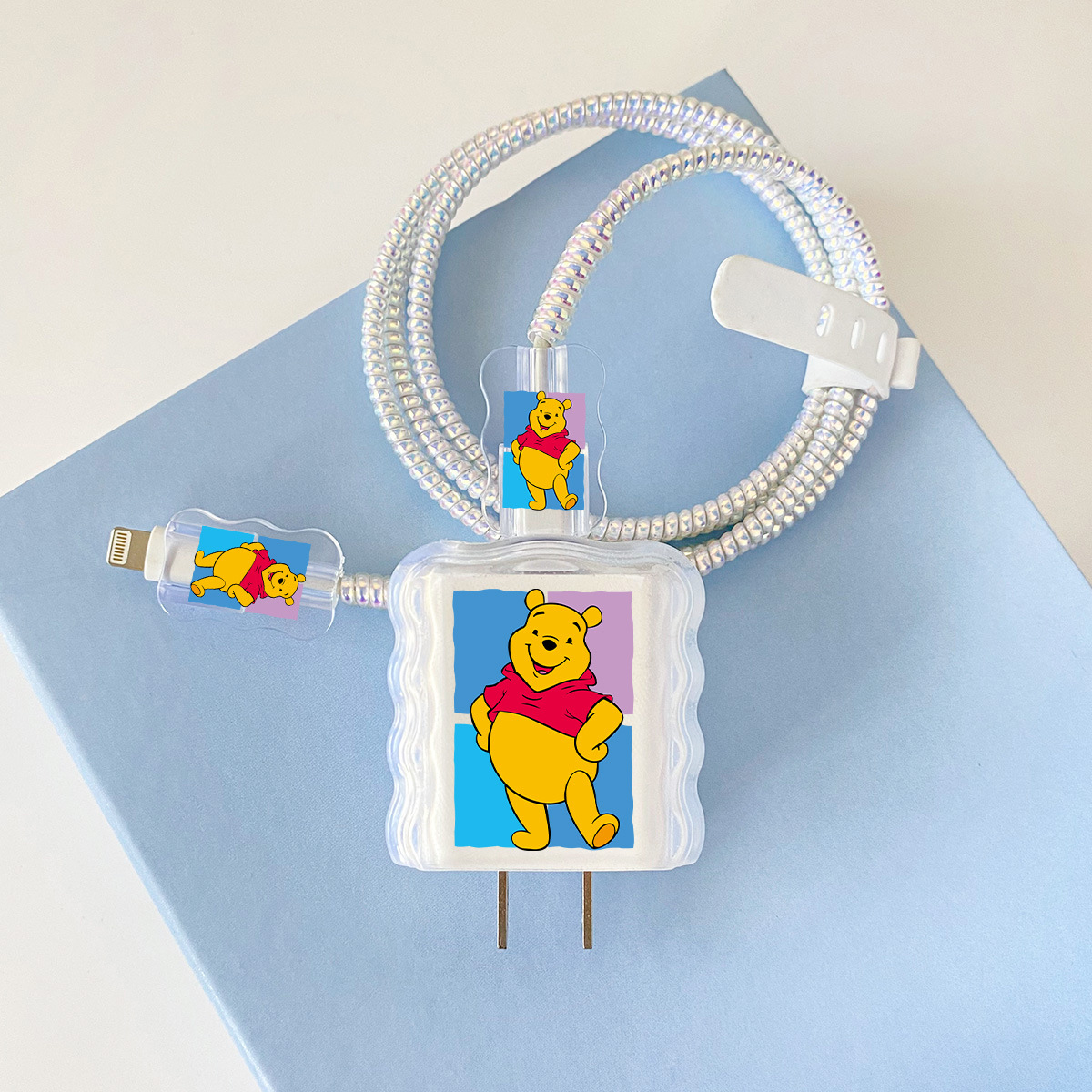 Apple 20w-G1 위니 베어 오버레이 헤드기어 + 물결선 클립 + 1m 레이저 흰색 로프 + 흰색 스트랩