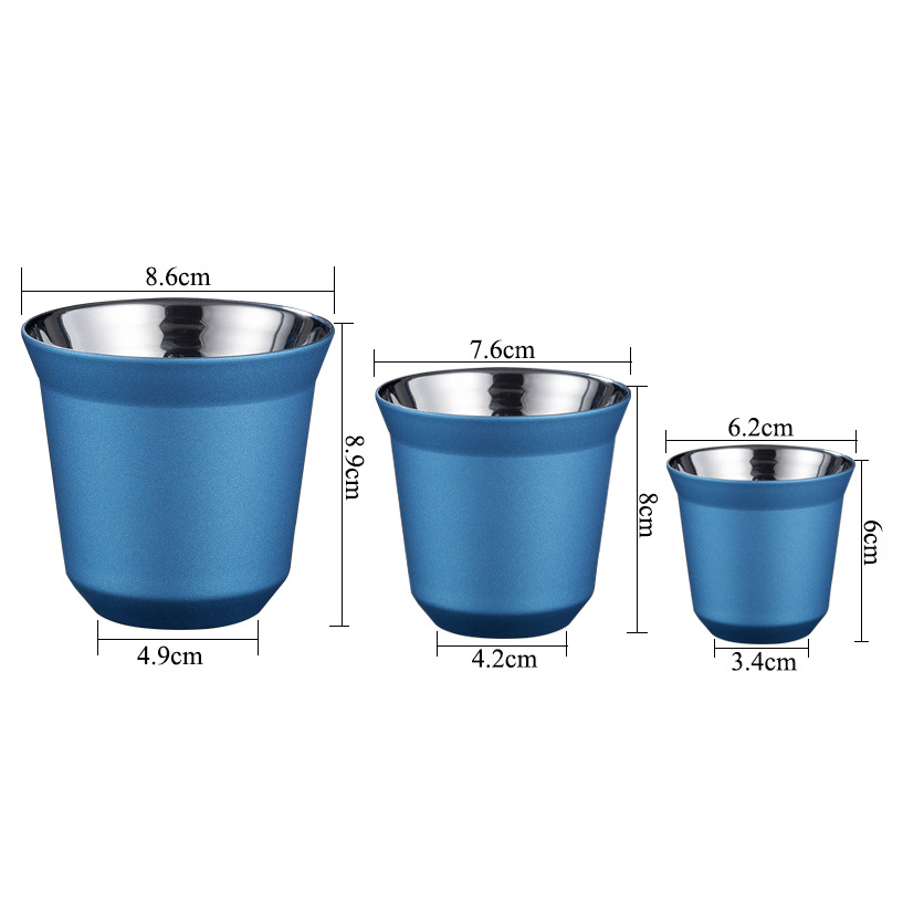 Copa de vino de acero inoxidable de doble capa Taza aislada taza de café pequeña copa de vino pequeña capacidad taza de té portátil en stock Taza para niños