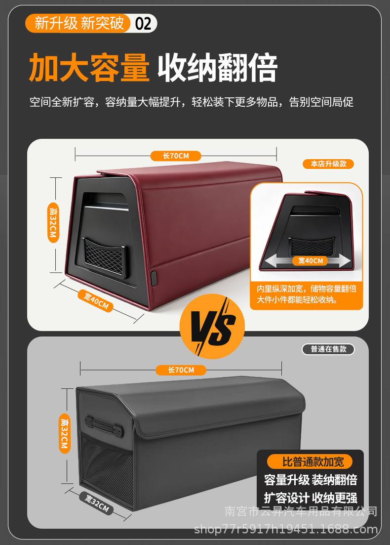 Car-Specific Trunk Storage Box with Magnetic Folding Storage Box, Abs Reinforced Side Panels, Multifunctional Storage