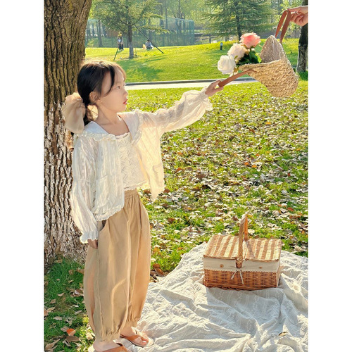 Children's Pants Summer Outfit Kids Mosquito-Proof Pants 2025 Trendy Girl Casual Pants Summer Thin 9/10 Length