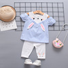 Summer clothing, rabbit, set girl's, season 2021, new collection, with short sleeve, Korean style, suitable for import, children's clothing, wholesale