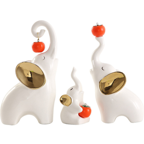Light Luxury Modern Ceramic Elephant Decorative Figurine for Entranceway, Perfect as a Home, Living Room, Wine Cabinet, or TV Cabinet Accent—Also Ideal as a Housewarming Gift