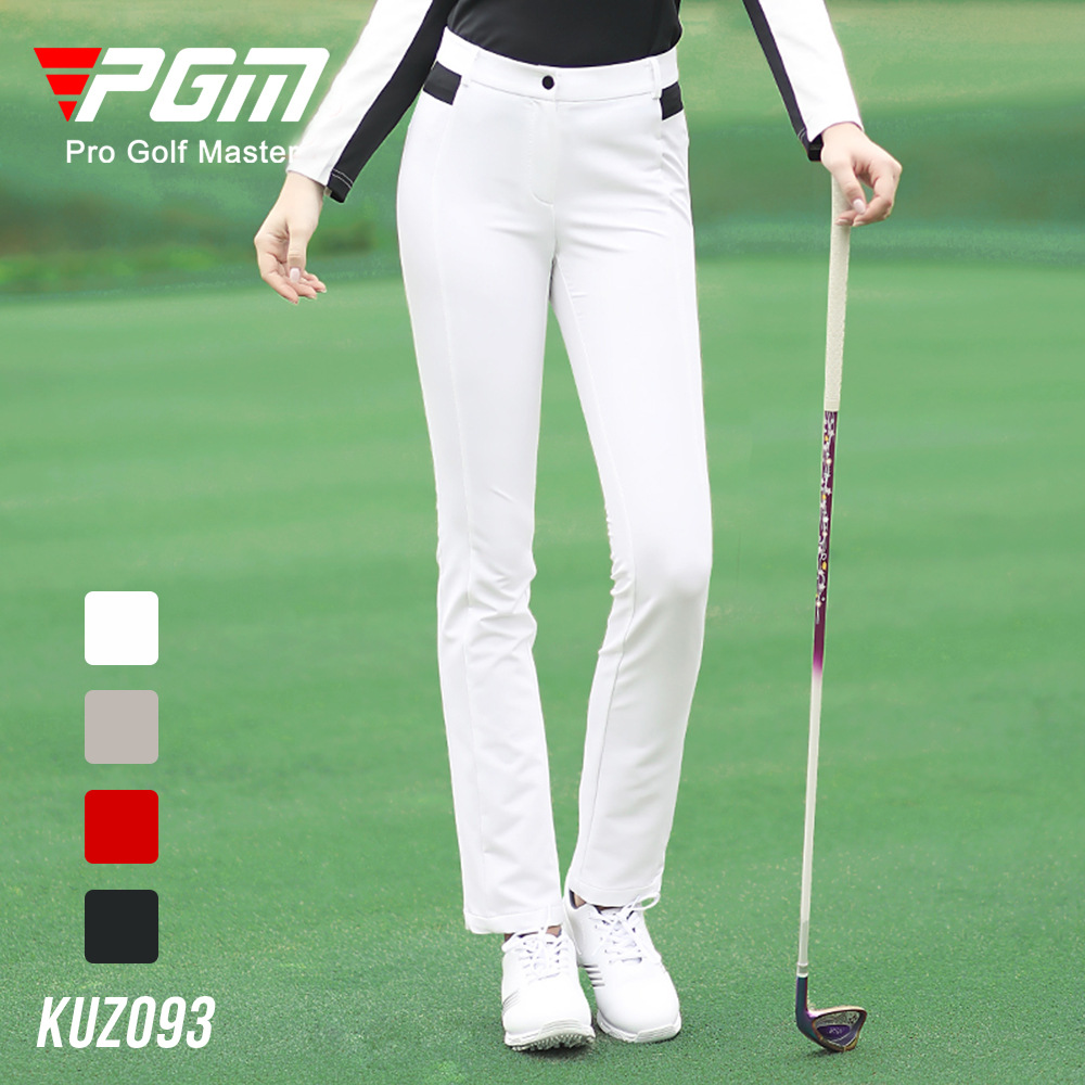 Quần thể thao golf nữ dài co giãn mỏng, lót nhung ấm mùa xuân đông — KUZ093 trắng [lót nhung], KUZ093 màu đỏ [lót nhung], KUZ093 màu đen [lót nhung], KUZ093 Màu xanh hải quân [lót nhung]