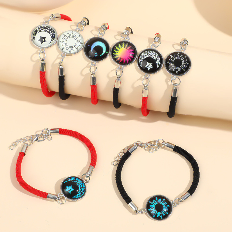 Cross-border Luminous Couple Bracelet Fashion Sun Moon Bracelet Design Sense Hand-woven Hand Rope Valentine's Day Gift