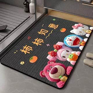 草莓熊硅藻泥吸水垫卡通淋浴房脚垫卫生间门口防滑地垫厕所门垫