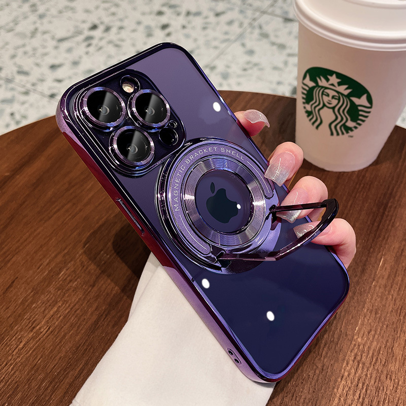 Görünmez braketli Apple 16 cep telefonu kılıfı, iPhone 15 için uygun manyetik emişli, lens filmi ve 14 ProMax koruyucu kapaklı. - 6