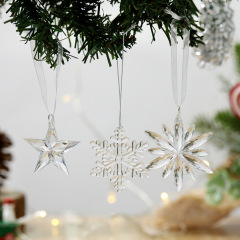 クリスマス装飾クリスマスツリー透明スノーフレークペンダントシーンレイアウト装飾小道具diyスノーフレークアレンジメント装飾