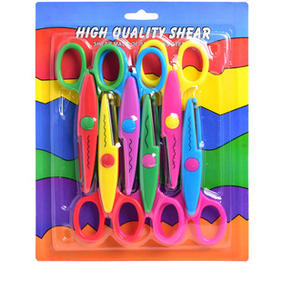 Handmade diy Photo Album Kids Safety 5inch Lace Scissors Kindergarten Fun Scissors 6-piece Set