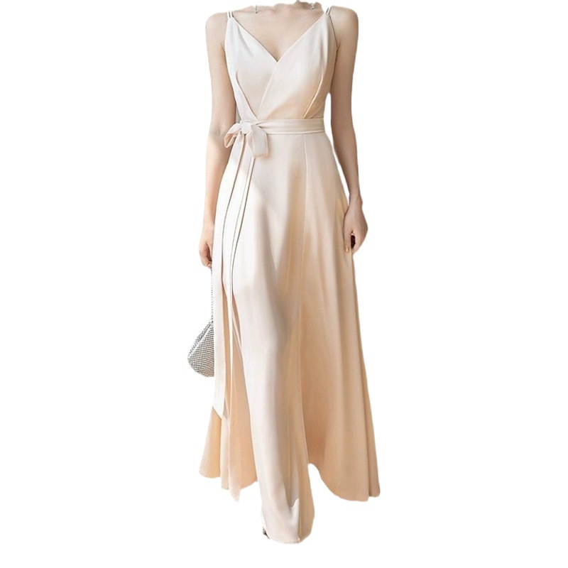No Returns or Exchanges Allowed. Champagne-Colored Satin Bridesmaid Dress, 2026 New Model, Niche High-End Style, Sister Group Dress for Women