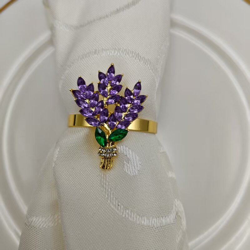 爆款酒店餐巾环紫罗兰熏衣草餐巾圈花朵餐巾扣厂家批发|undefined