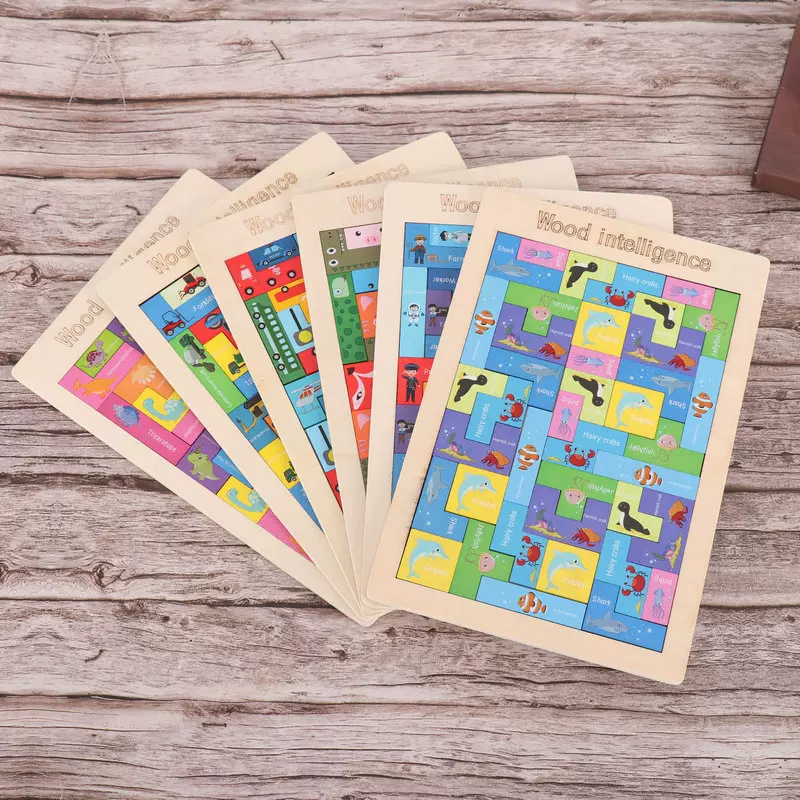 木制儿童俄罗斯方块拼图拼板积木早教益智玩具儿童平面拼图玩具