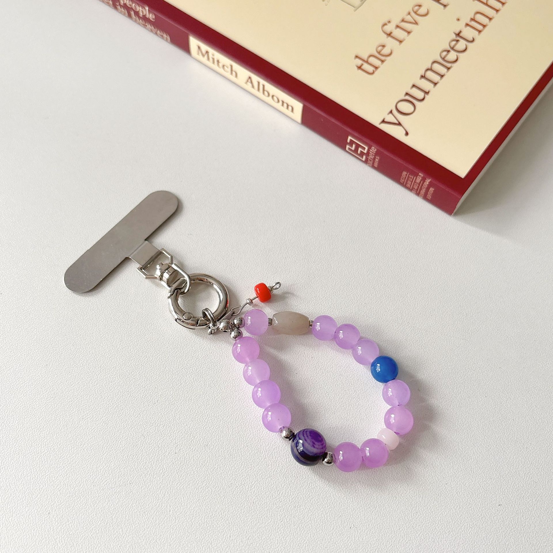 Marca de moda original cadena de teléfono móvil vidrio natural con cuentas caja de teléfono móvil cordón bolso colgante muñeca colgante estilo ins