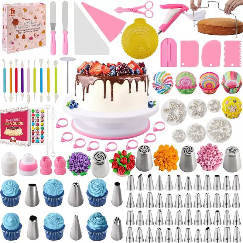 亚马逊301件套蛋糕转台套装 裱花嘴扎带奶油蛋糕装饰烘焙套装