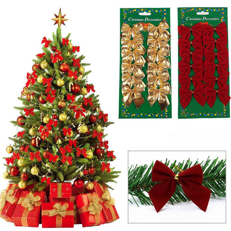 Card flocking small bow red 12 Christmas tree pendant pendant three-dimensional bow tie decoration wholesale Card flocking small bow red 12 Christmas tree pendant pendant three-dimensional bow tie decoration wholesale