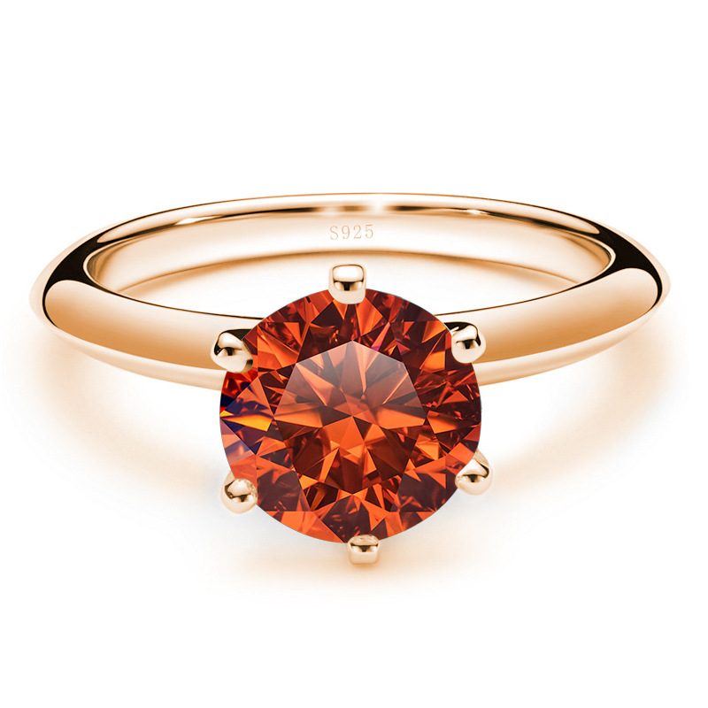 Comercio exterior transfronterizo clásico seis garras D color anillo de piedra de moissanita mujer S925 plata chapado en oro de 18k joyas de mano al por mayor