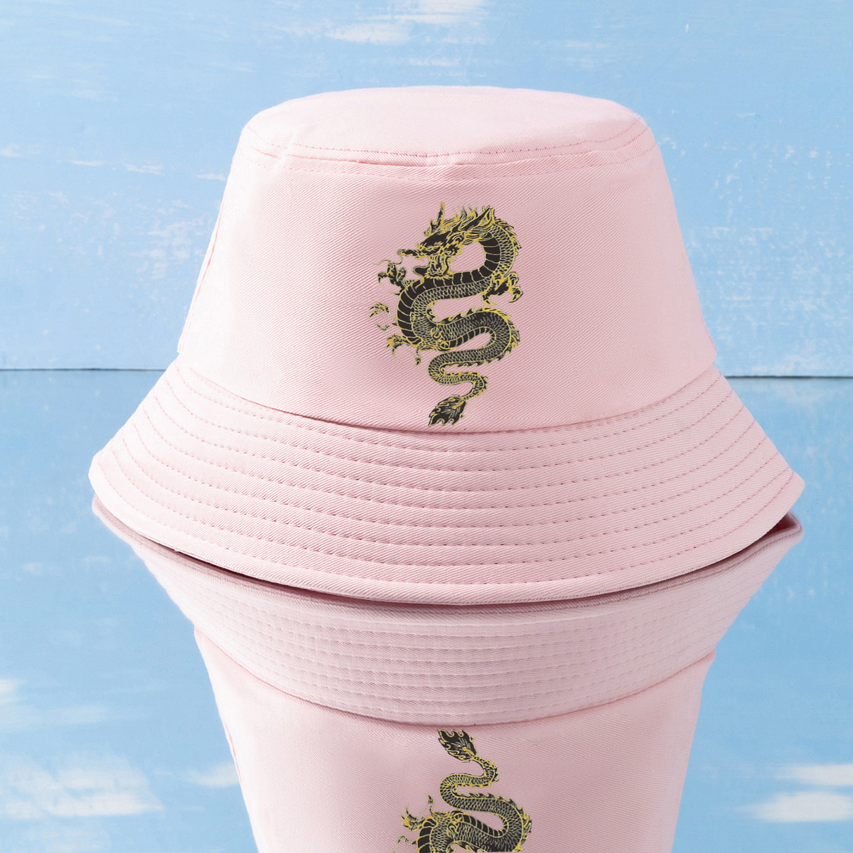 Unisex Simple Style Dragon Sewing Wide Eaves Bucket Hat display picture 2