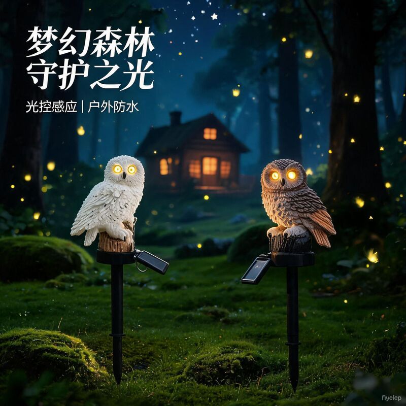 Solar Owl Simulation Bird Resin Garden Light Decorative Light Garden Park Atmosphere Light Lawn Light Outdoor Light