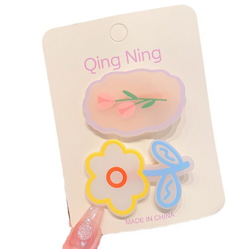 Cute New Cherry Acrylic Cartoon Duck Side Clip Versatile Little Girl Flower Hair Clip Girls Hair Accessories Headdress