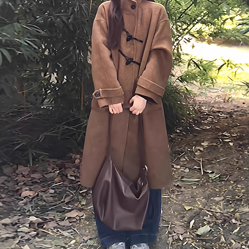 2026 Autumn and Winter New Style Petite Hepburn-Style French Toggle Button Brown Woolen Coat for Women 2026 Autumn and Winter New Style Petite Hepburn-Style French Toggle Button Brown Woolen Coat for Women