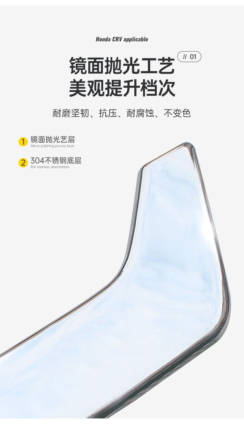 17-22 Honda Crv Body Trim Door Edge Decorative Bright Strips Modified with Stainless Steel Anti-Scratch and Anti-Scuff Decoration