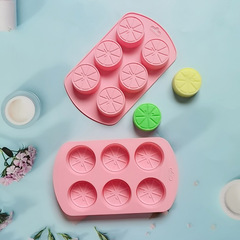 6連圓形檸檬621硅膠模具糖果布丁甜點模具蛋糕插件廚房烘焙用具