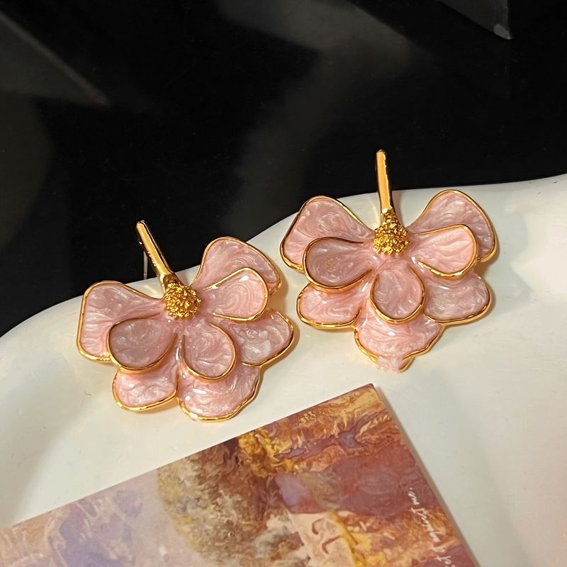 中古银针银杏叶花朵耳环时尚精致百搭耳钉小众高级感夸张耳饰批发|undefined