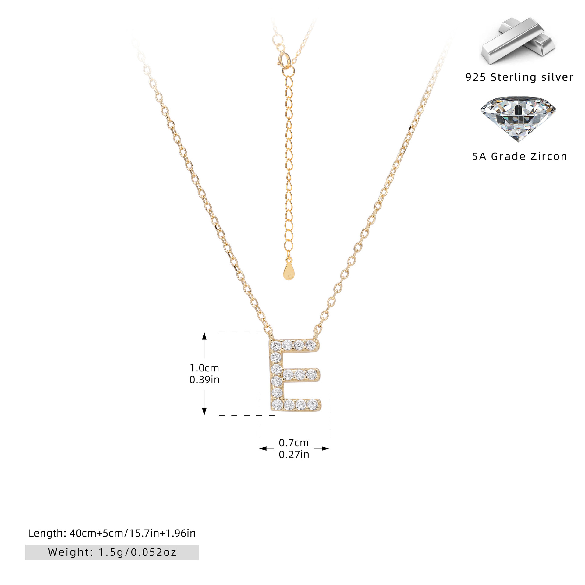 925 Silver Gold Plated-E