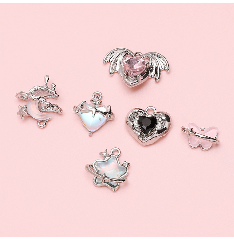Glass Inlay Material DIY Jewelry Accessories Classification 1 Piece 14x8mm Alloy Glass Star Heart Shape Butterfly Pendant