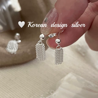 韩国ins风小众设计耳饰品 S925纯银小巧圆珠流苏耳钉清新可爱百搭