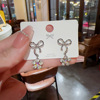 Silver needle with bow, universal cute advanced earrings, silver 925 sample, high-quality style