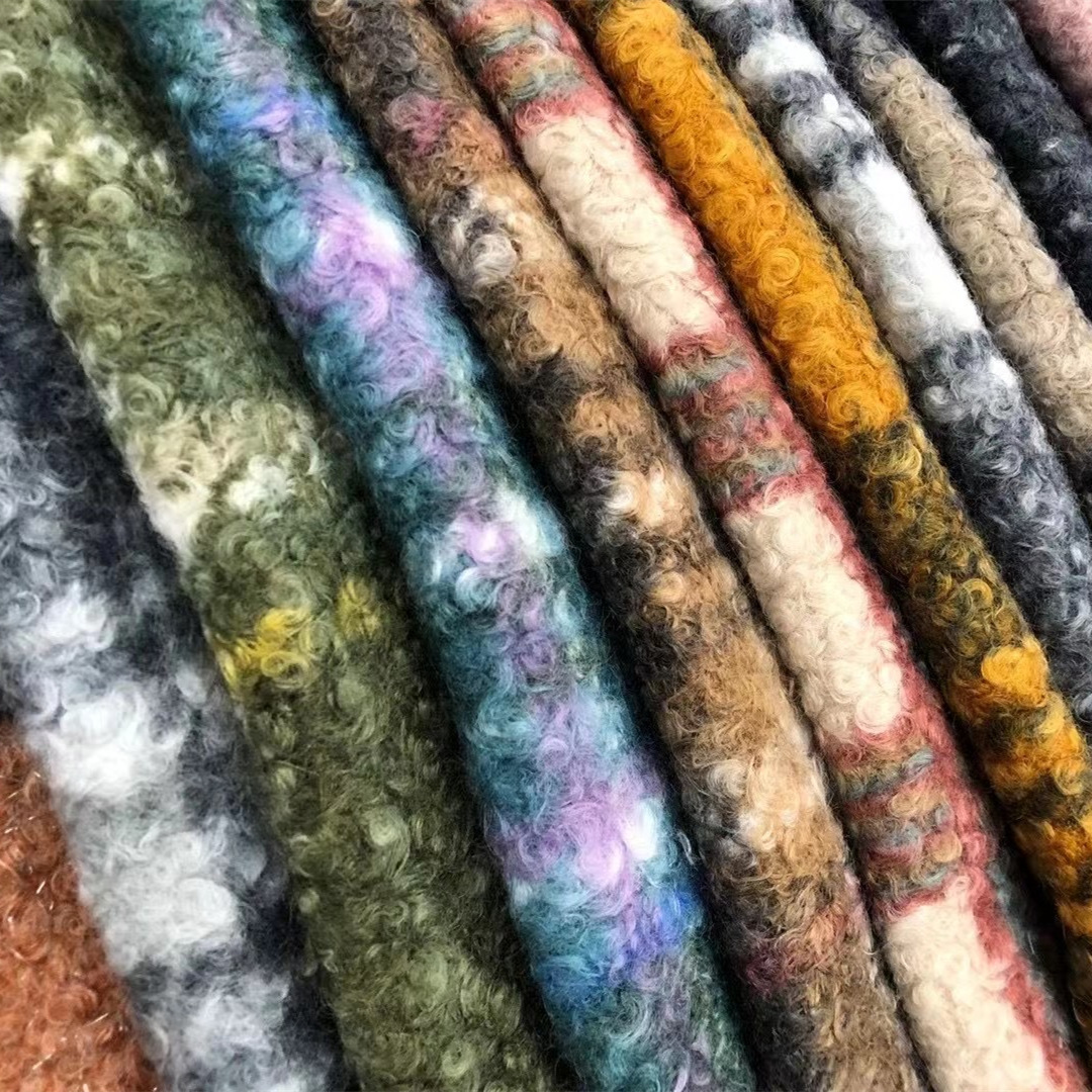 Tejedor de lana impresa de cordillo, tejedor de lana de dos colores, zapatos de lana, abrigo, tela textil