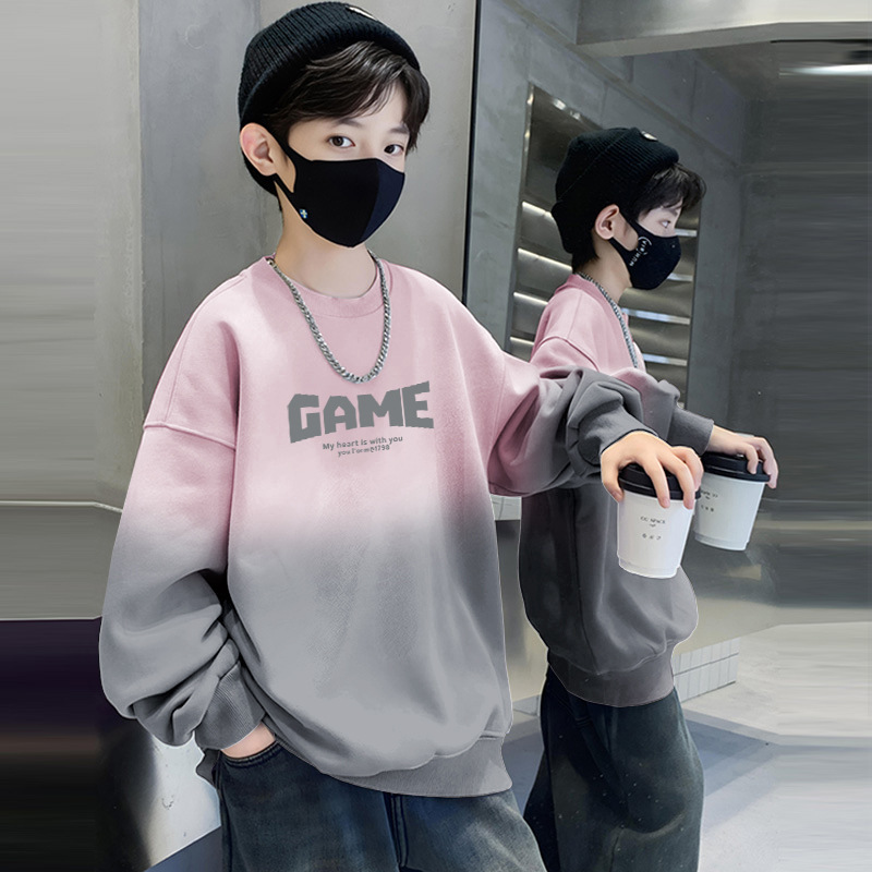 2025 New Boys' Autumn Children's Clothing Stylish Printed Toddler Tops Tie-Dye Round Neck Versatile Big Kids Sweatshirt Boys