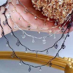 Heartbeat~Diy Curved Stick Hanging Heart Chain High Temperature Color-Preserving Hollow Peach Heart Handmade Tassel Chain Exotic Clothing Accessory Chain