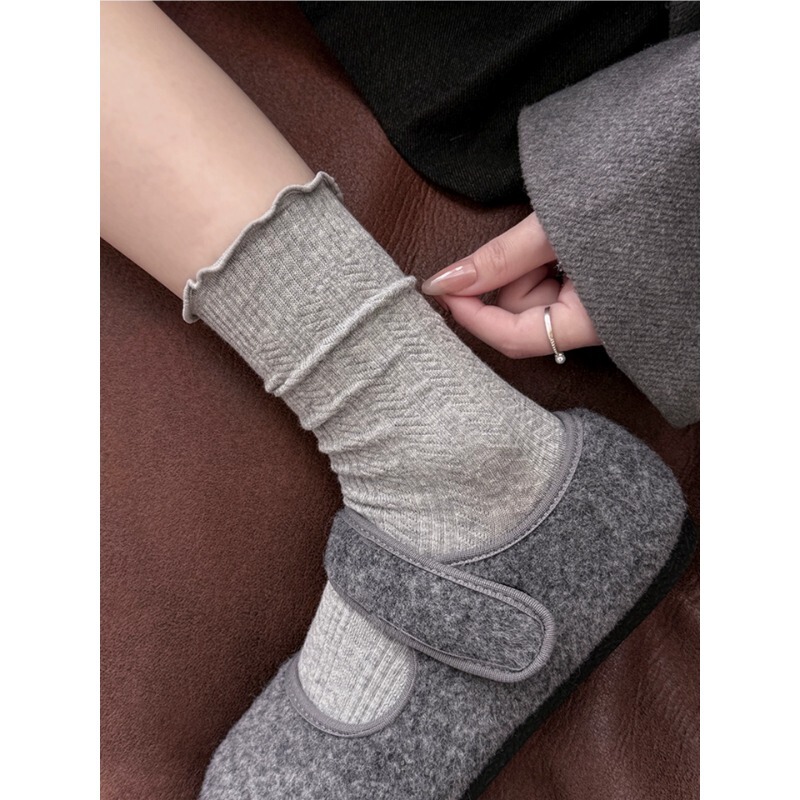 Gray Socks for Women, Summer Thin Lace Mid-Calf Socks, Pure Cotton Ruffled Long Socks, Suitable for Birkenstock Shoes, Spring and Autumn Slouch Socks Gray Socks for Women, Summer Thin Lace Mid-Calf Socks, Pure Cotton Ruffled Long Socks, Suitable for Birkenstock Shoes, Spring and Autumn Slouch Socks