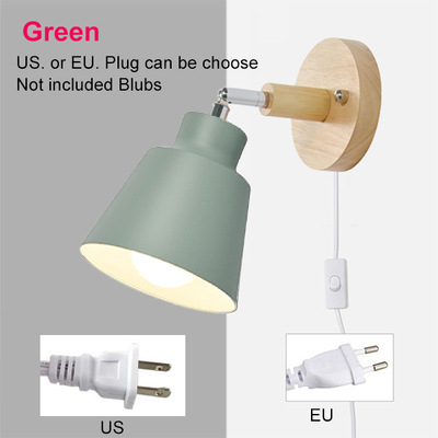 Transfronterizo exclusivo moderno simple DIY macaron lámpara de pared de noche arte de madera con interruptor de enchufe lámparas decorativas Nórdicas