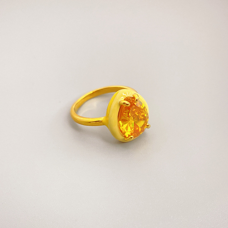 Lady Heart Shape Copper Plating Inlay Artificial Crystal Rings 1 Piece