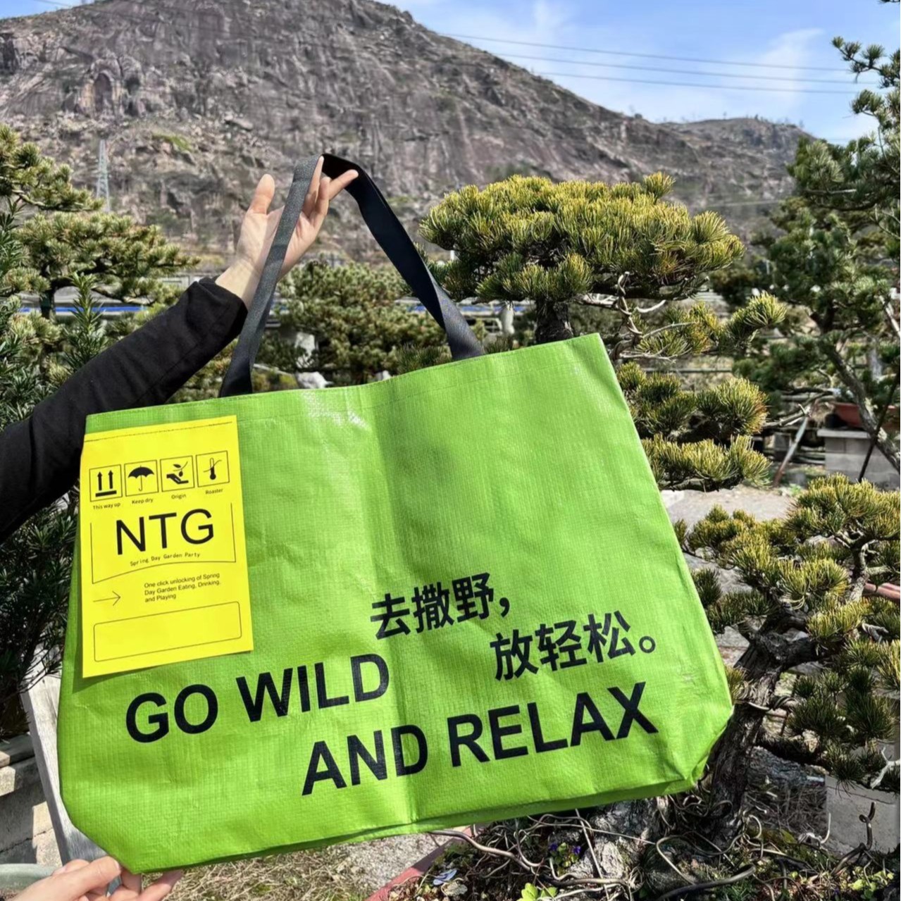 露营绿色购物手提塑料袋定制彩印收纳编织袋展会袋批发印品牌logo