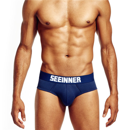 SEEINNER/SEEINNER men's low-waist sexy solid color pants pure white trendy U-convex breathable briefs